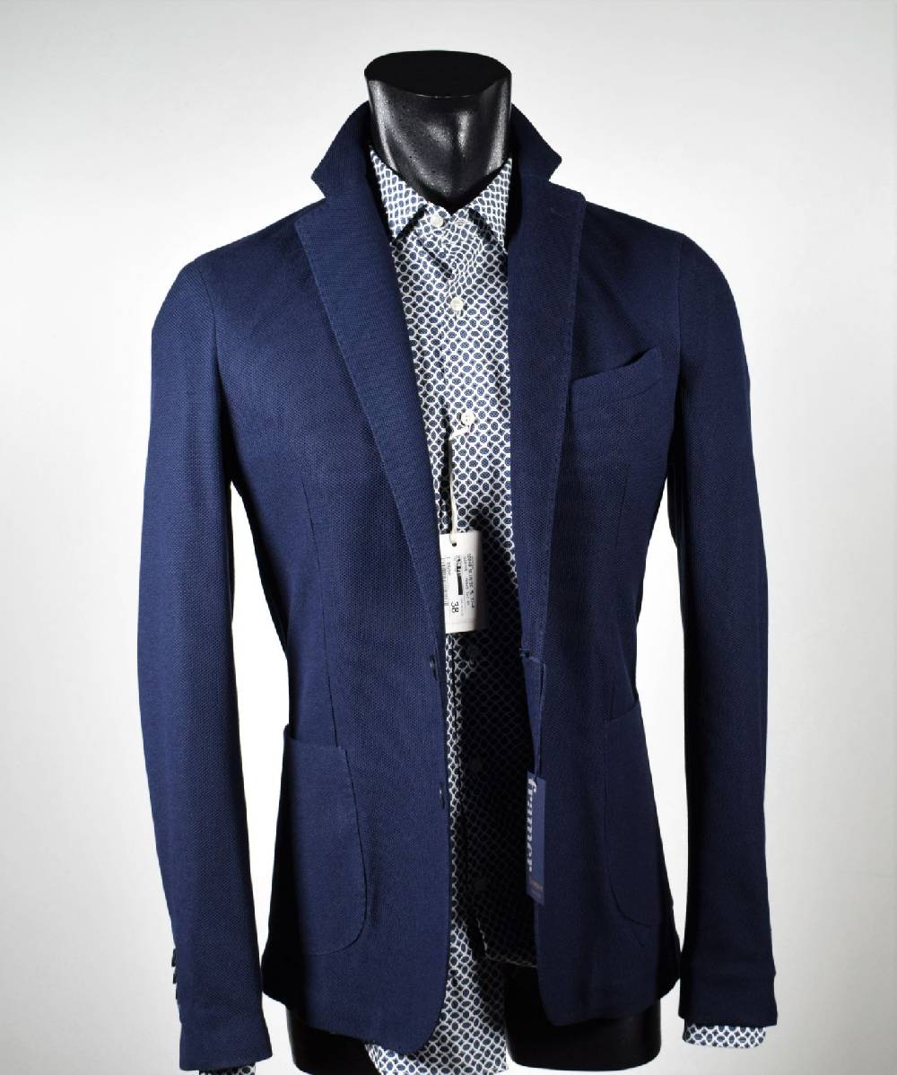 Framer Made in Italy Giacca framer informale blu sfoderata slim fit Moda