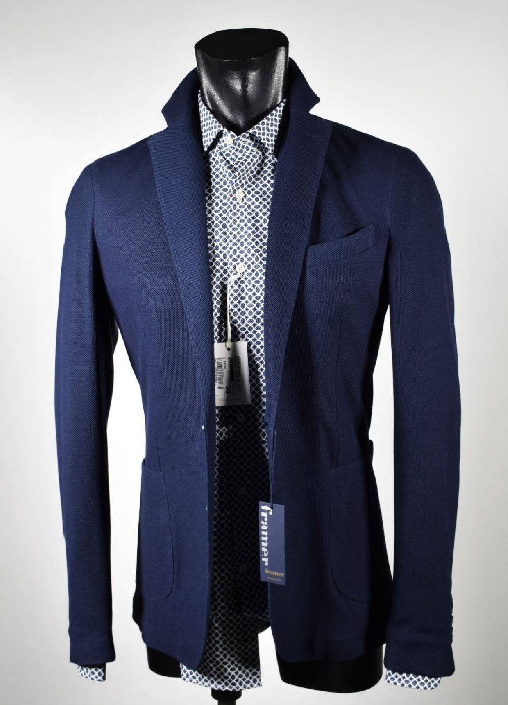 Framer Made in Italy Giacca framer informale blu sfoderata slim fit Moda
