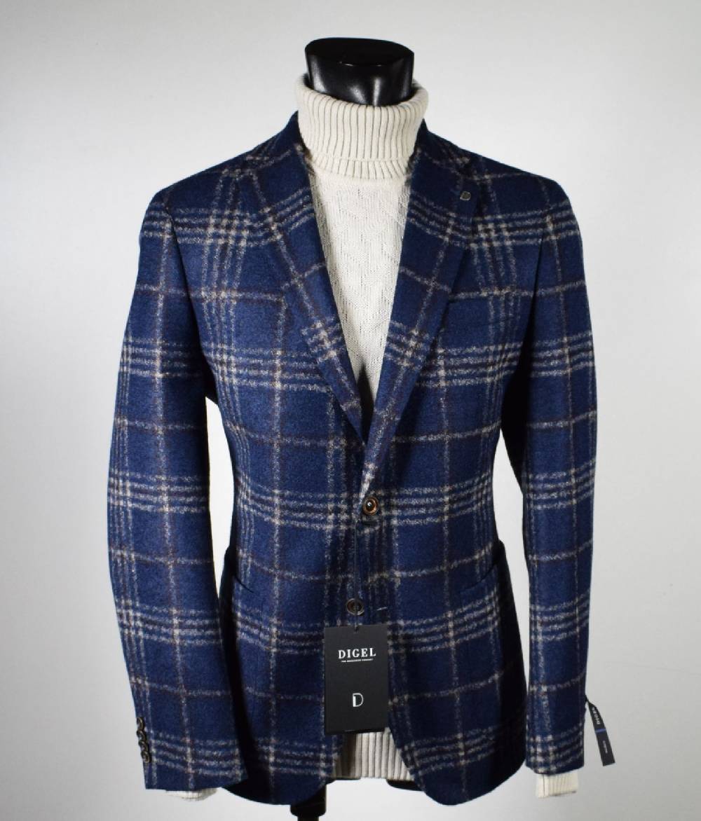 Digel Giacca blu a quadri digel in jersey sfoderata modern fit Italia