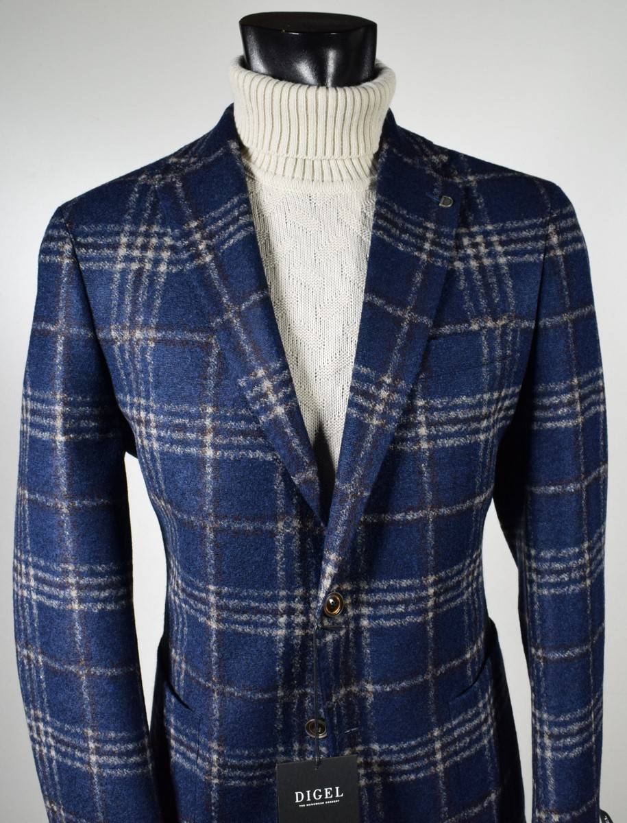 Digel Giacca blu a quadri digel in jersey sfoderata modern fit Italia