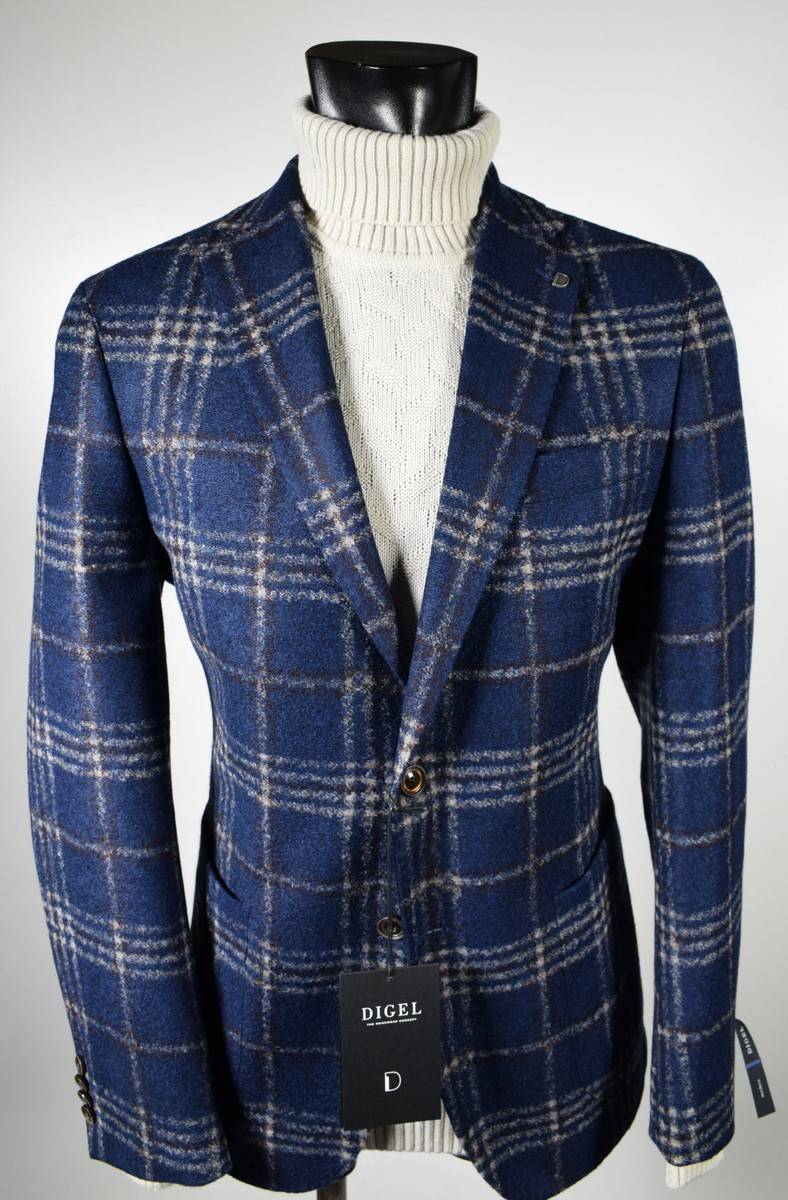 Digel Giacca blu a quadri digel in jersey sfoderata modern fit Italia