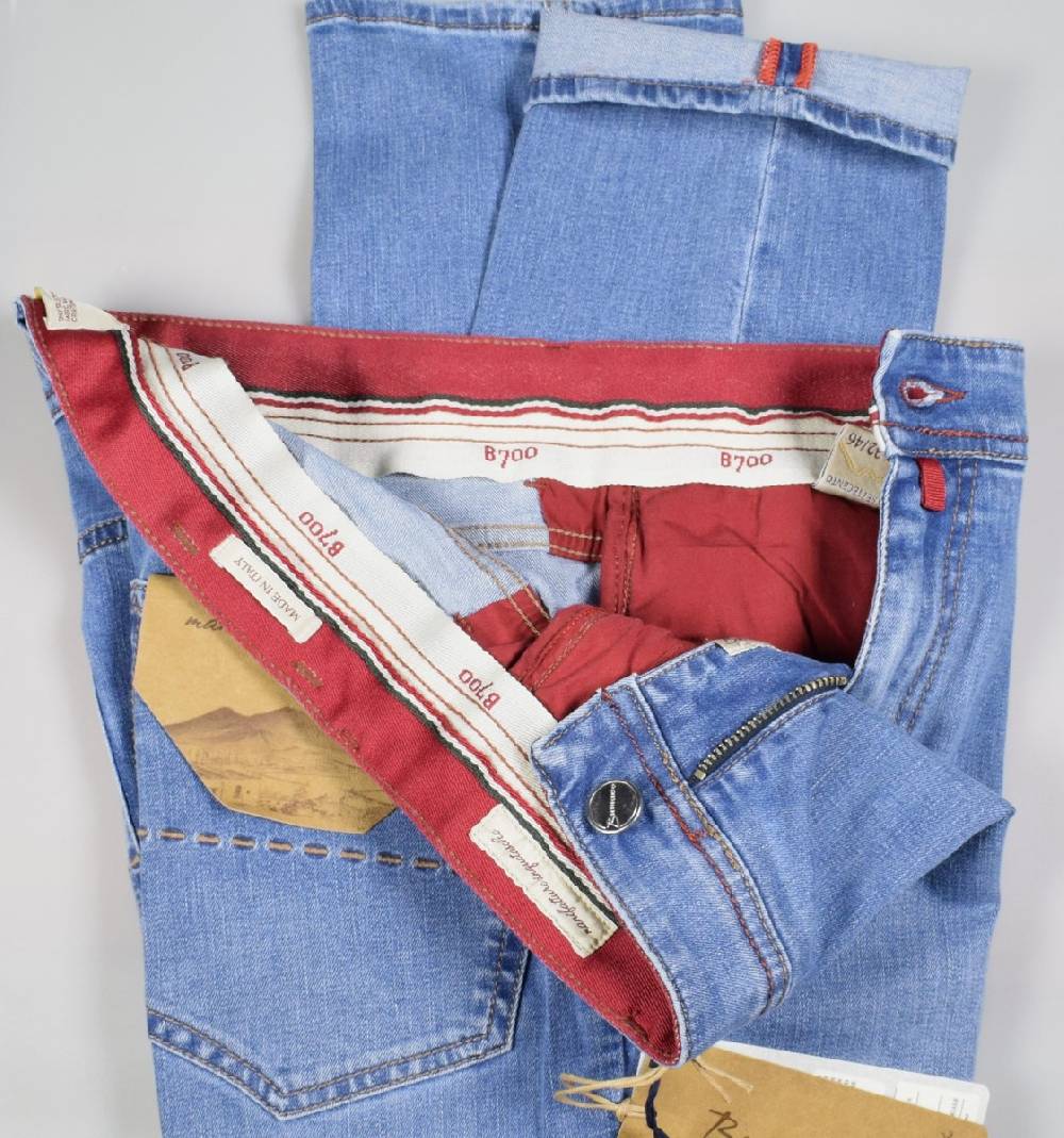 B Settecento Pantalone in denim stretch b700 slim fit lavaggio chiaro Acquista Ora