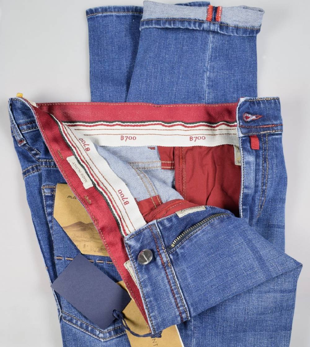 B Settecento Pantalone in denim stretch b700 slim fit lavaggio medio Consegna Veloce