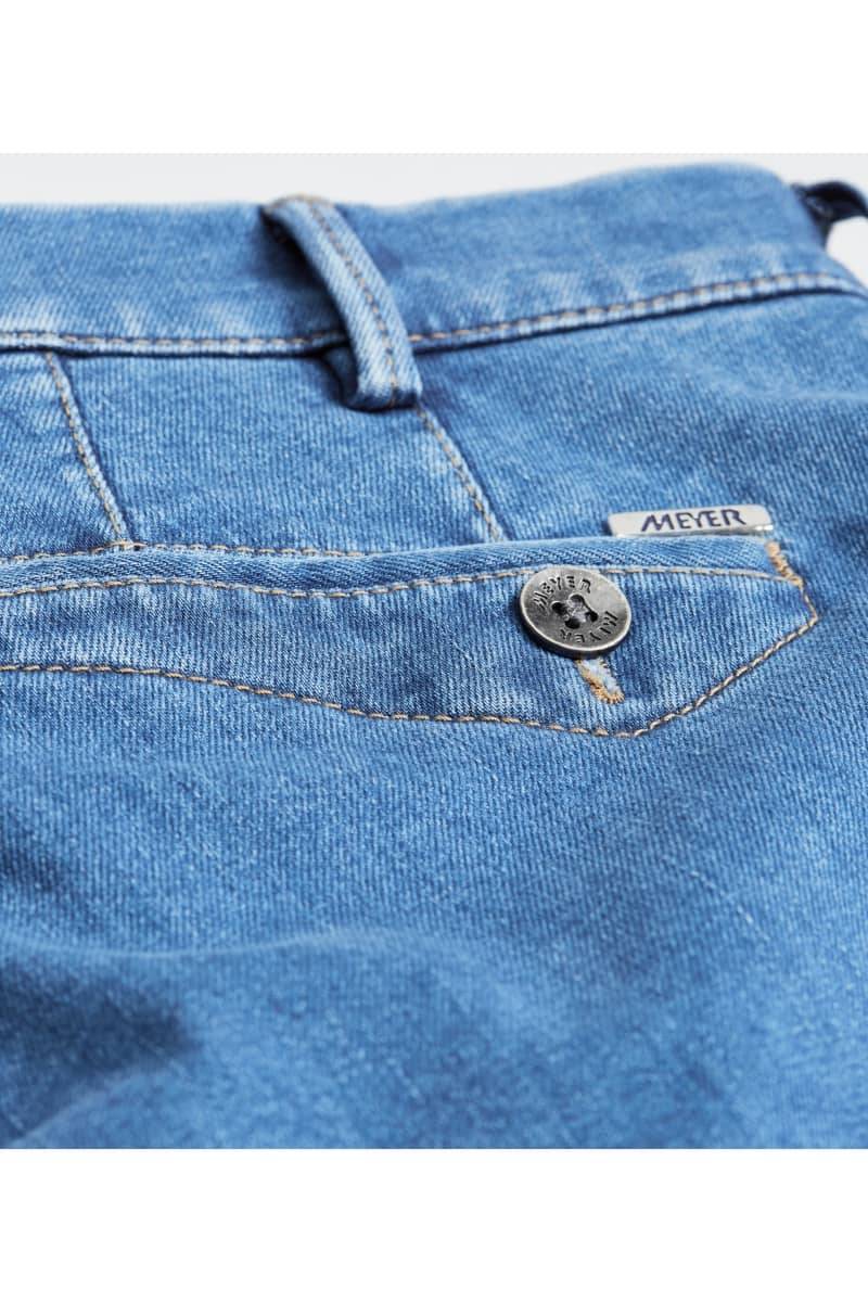 Meyer Cinque tasche in denim flex meyer blu medio stone modern fit Economico