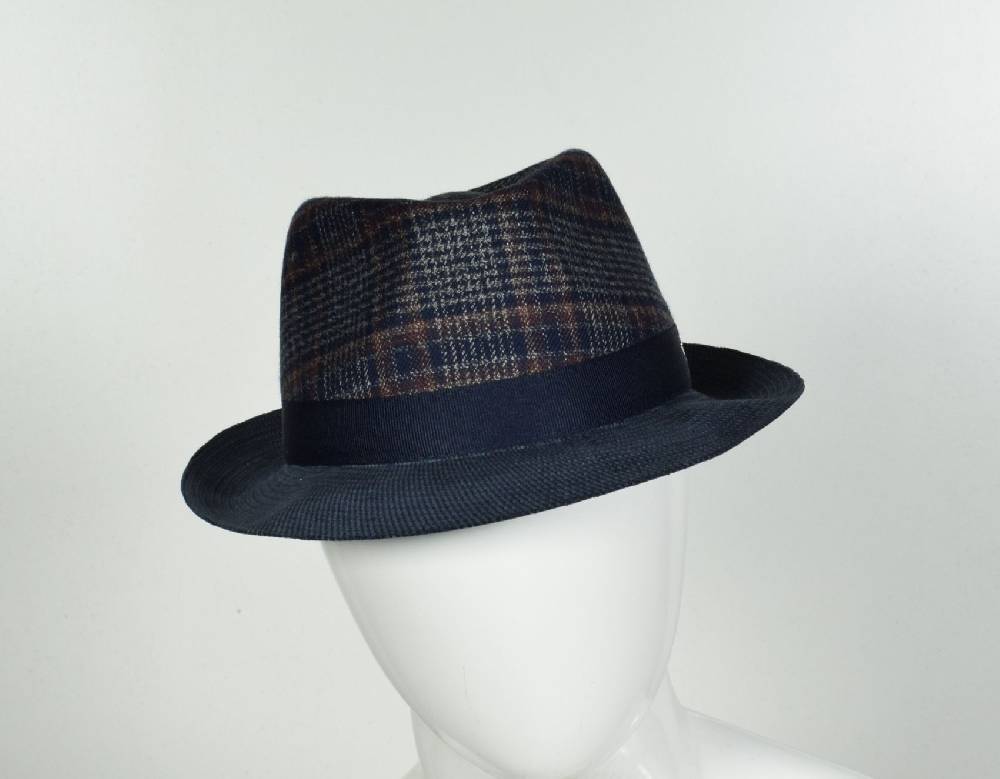Panizza Cappello trilby panizza blu a quadri Vendita Calda