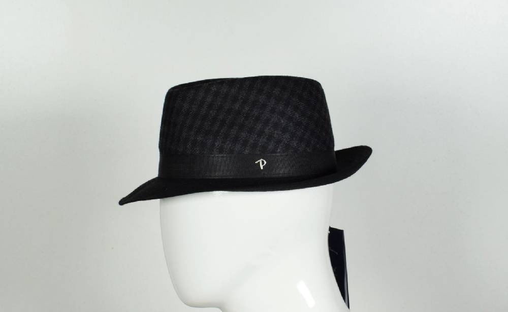 Panizza Cappello trilby panizza grigio a quadri Vendita Economica