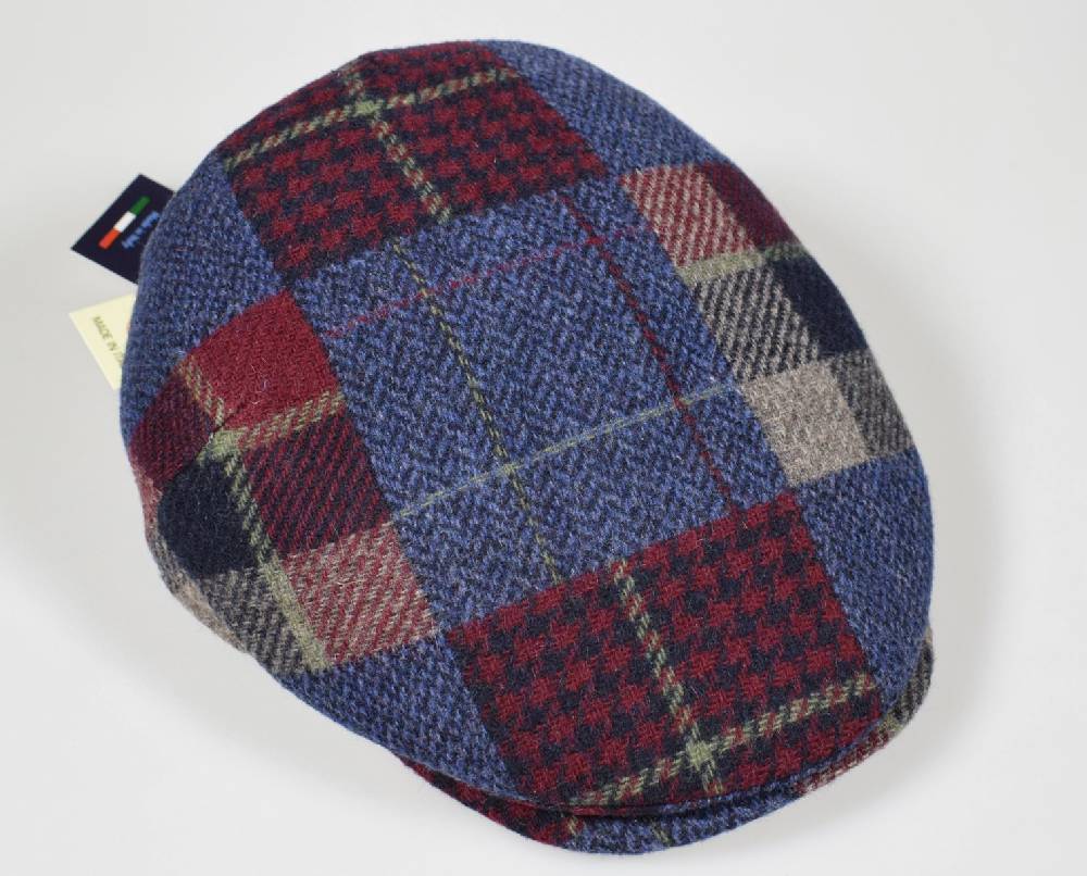 Imor di Banfi Cappello berretto imor blu a quadri in pura lana merino made in italy Promozione