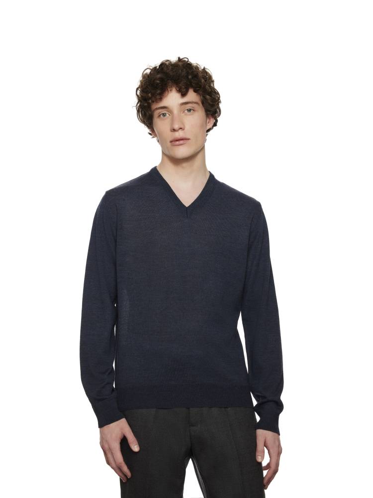 Montechiaro Pullover scollo a v montechiaro in misto lana pettinata modern fit Acquista Ora