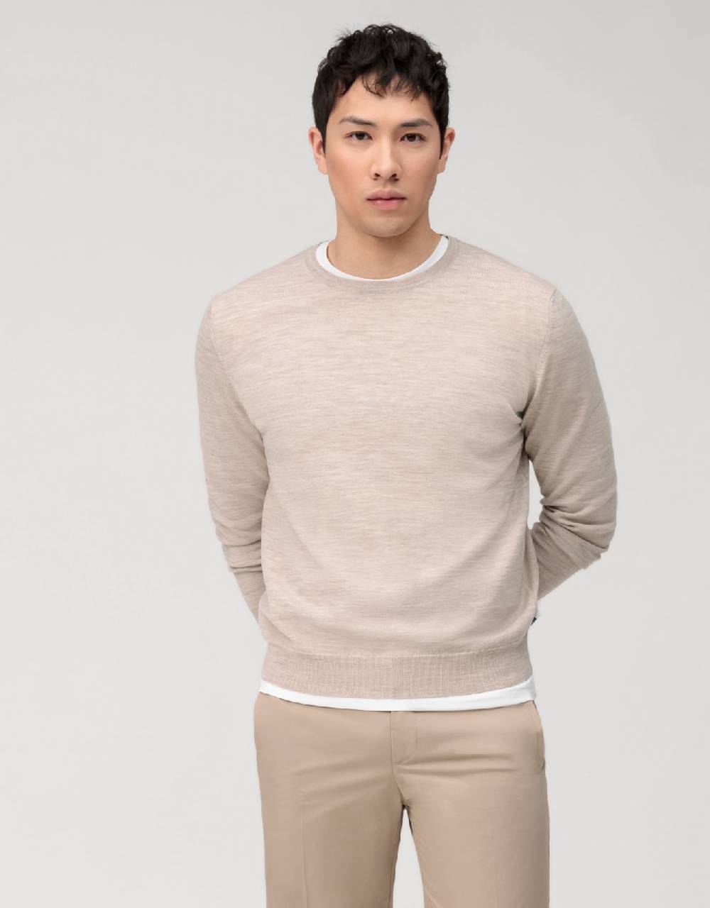 Olymp Girocollo olymp beige lana merinos regular fit Online