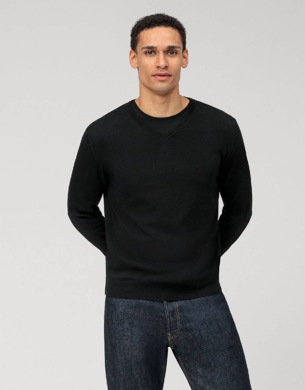 Olymp Pullover scollo a v nero olymp regular fit Outlet