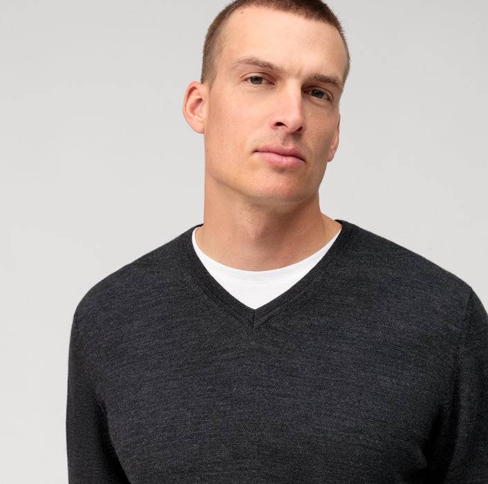 Olymp Pullover scollo a v grigio antracite olymp regular fit In Vendita