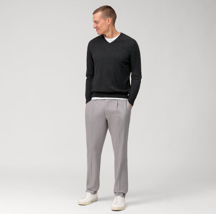 Olymp Pullover scollo a v grigio antracite olymp regular fit In Vendita