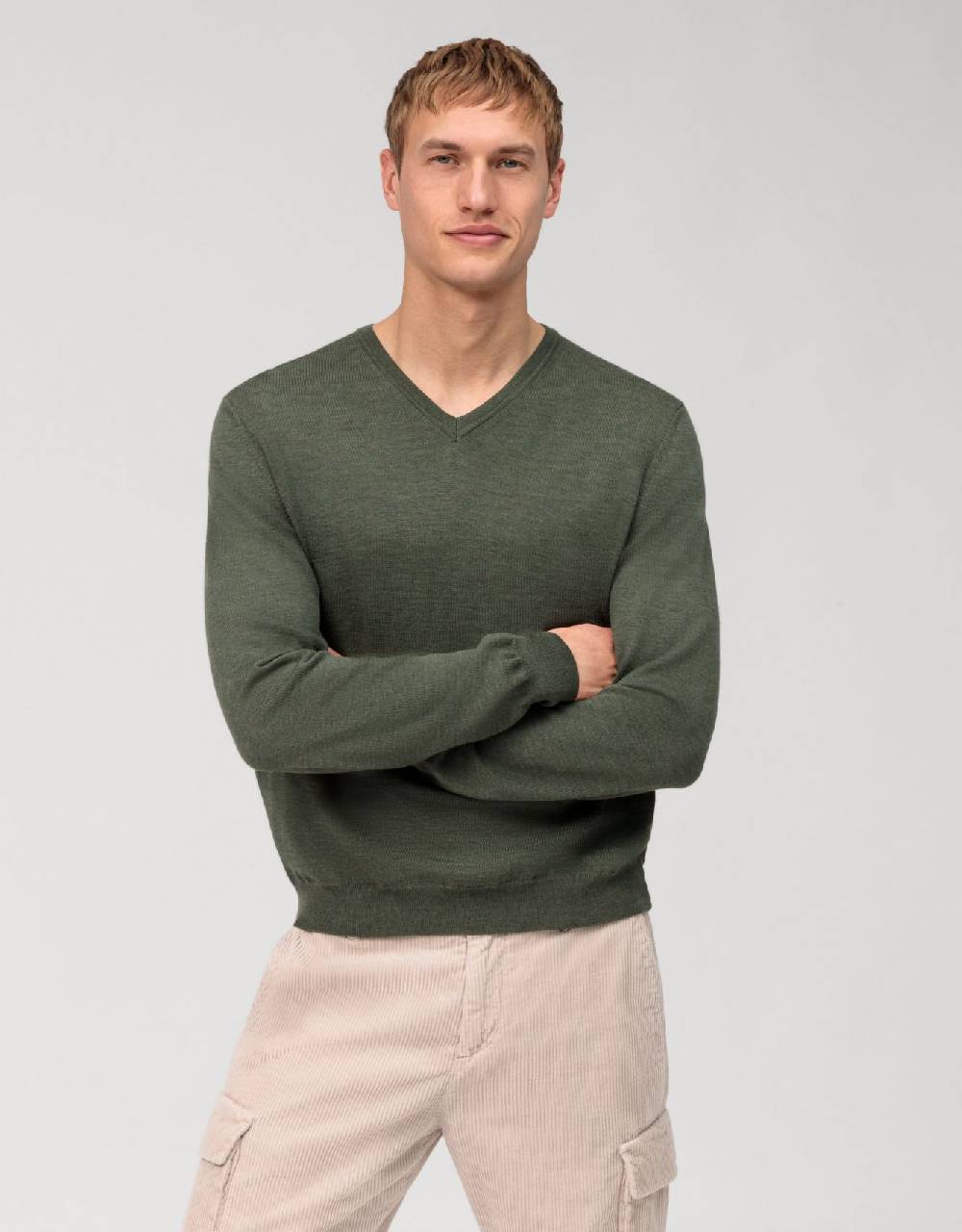 Olymp Pullover scollo a v verde olymp regular fit Saldi