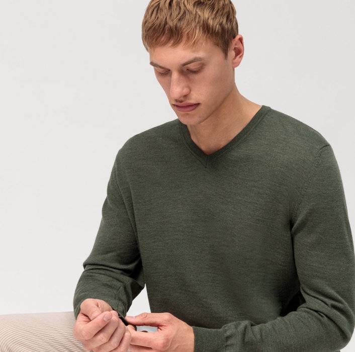 Olymp Pullover scollo a v verde olymp regular fit Saldi