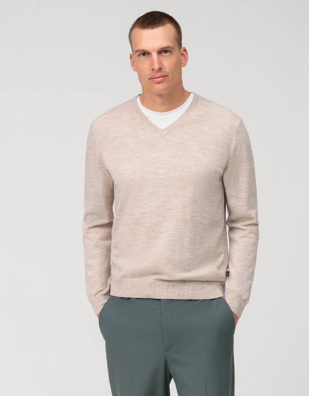 Olymp Pullover scollo a v beige olymp regular fit Offerte
