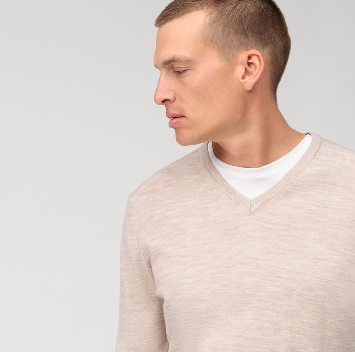 Olymp Pullover scollo a v beige olymp regular fit Offerte