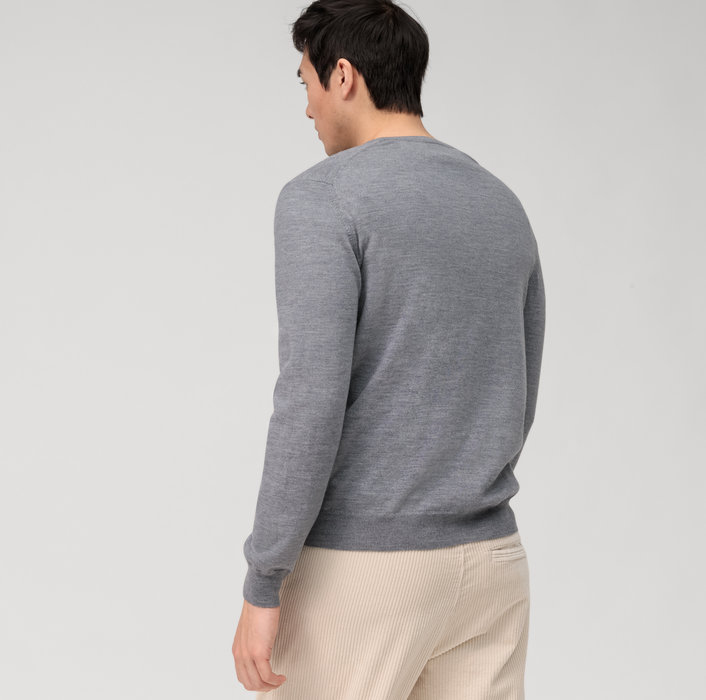 Olymp Pullover scollo a v grigio medio olymp regular fit Vendita calda