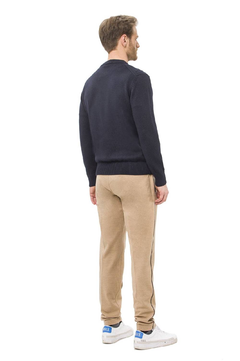 Green Coast Maglione girocollo blu a trecce green coast modern fit Vendita Economica