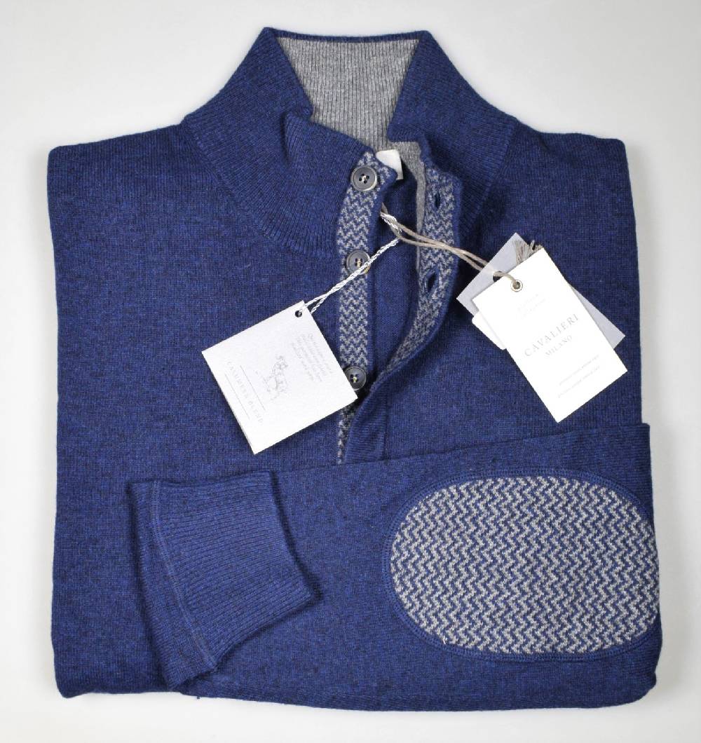 Cavalieri Milano Cardigan giacca blu con bottoni lana cashmere Moda