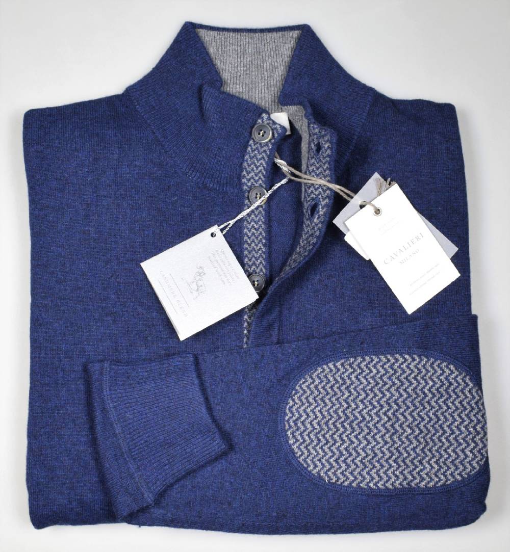 Cavalieri Milano Cardigan giacca blu con bottoni lana cashmere Moda