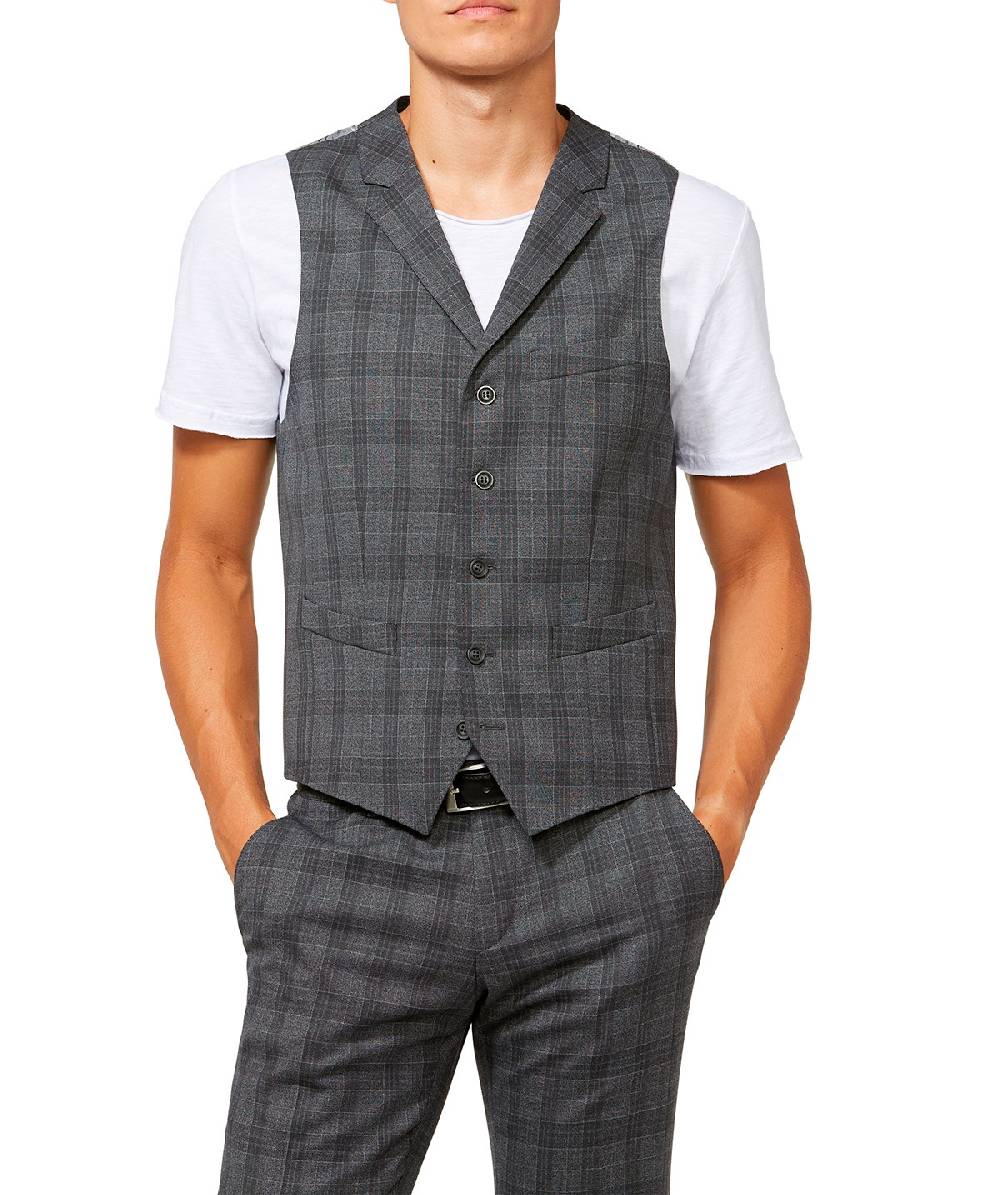 Digel Gilet panciotto moda digel grigio a quadri fantasia principe di galles Promozione