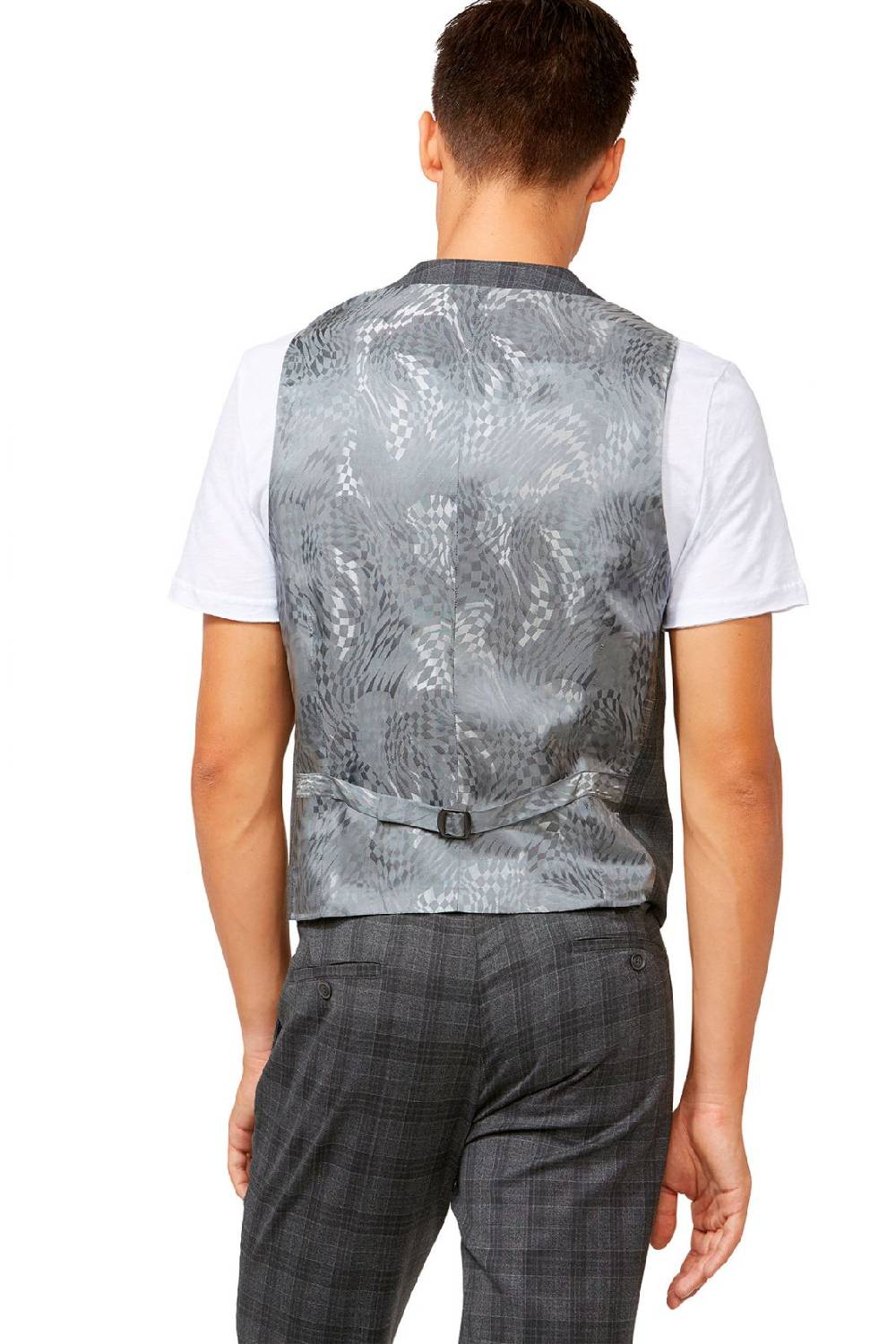 Digel Gilet panciotto moda digel grigio a quadri fantasia principe di galles Promozione