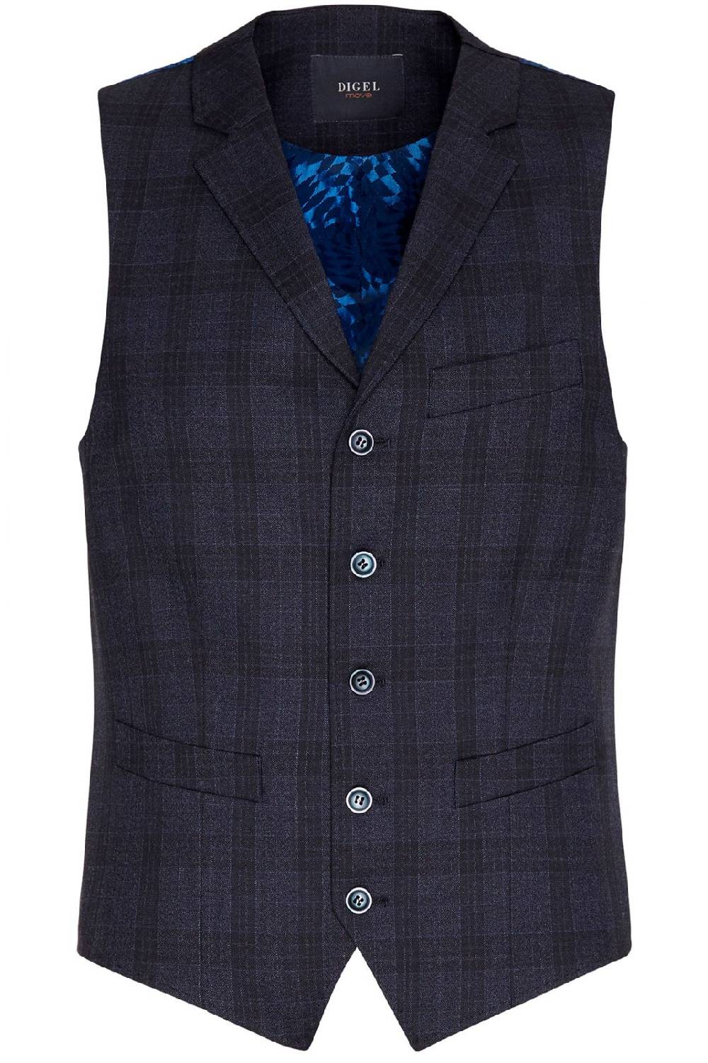 Digel Gilet panciotto moda digel blu a quadri fantasia principe di galles Spedizione Gratuita