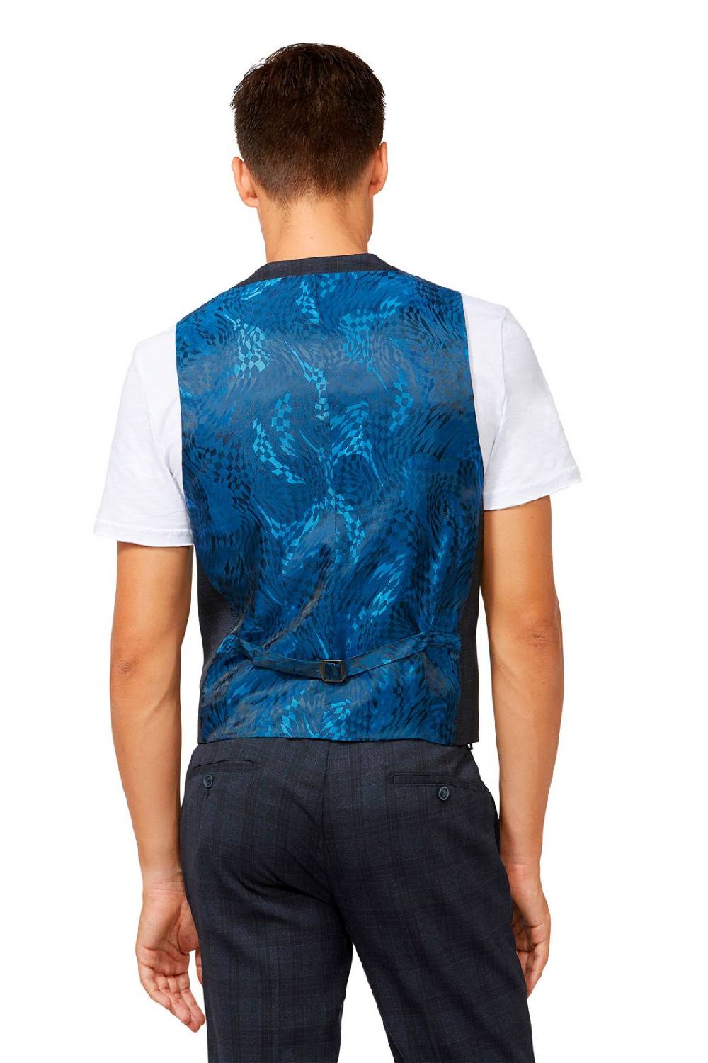 Digel Gilet panciotto moda digel blu a quadri fantasia principe di galles Spedizione Gratuita