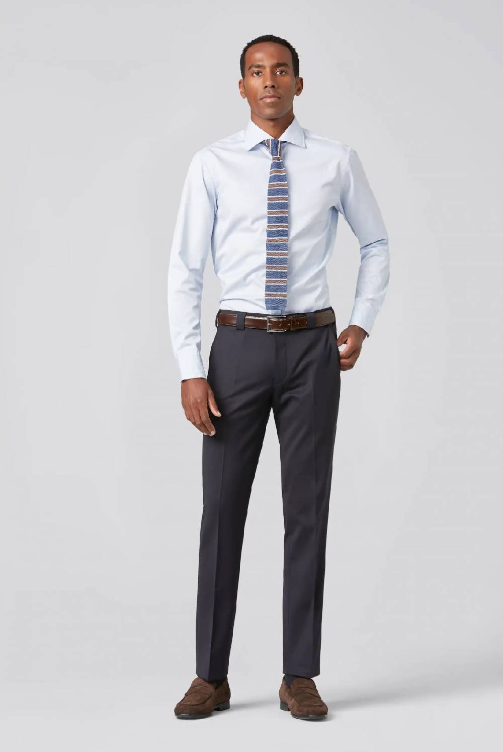 Meyer Pantalone meyer blu in premium soft twill comfort fit Prezzo Ridotto