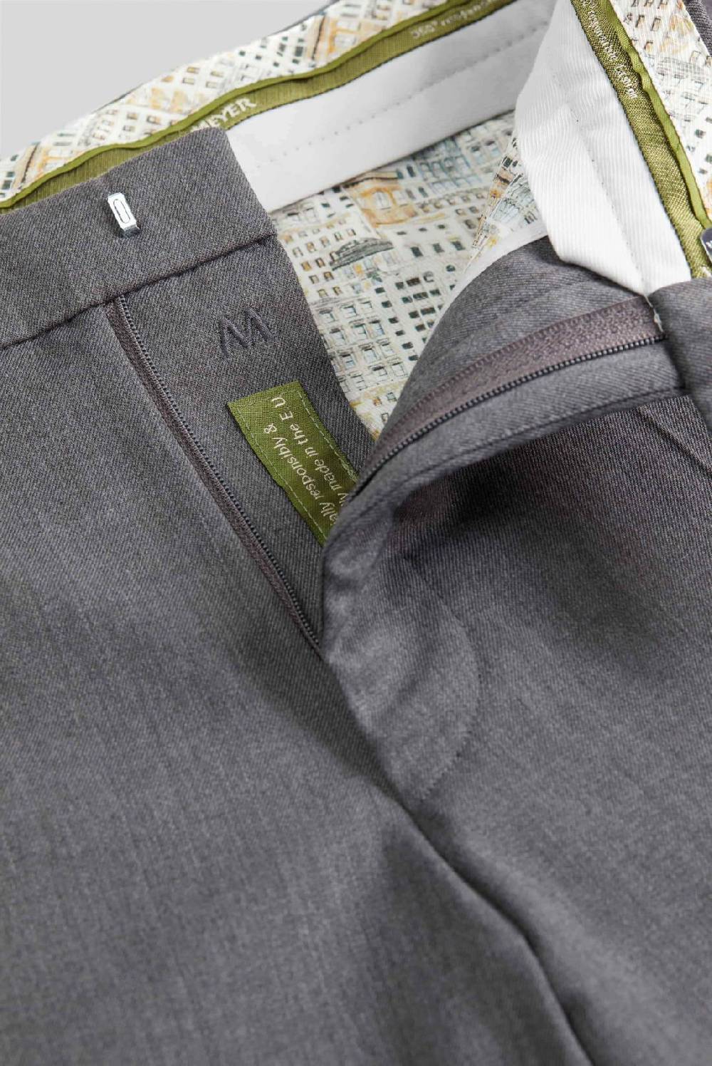 Meyer Pantalone meyer grigio medio in twill teflon stretch Novità
