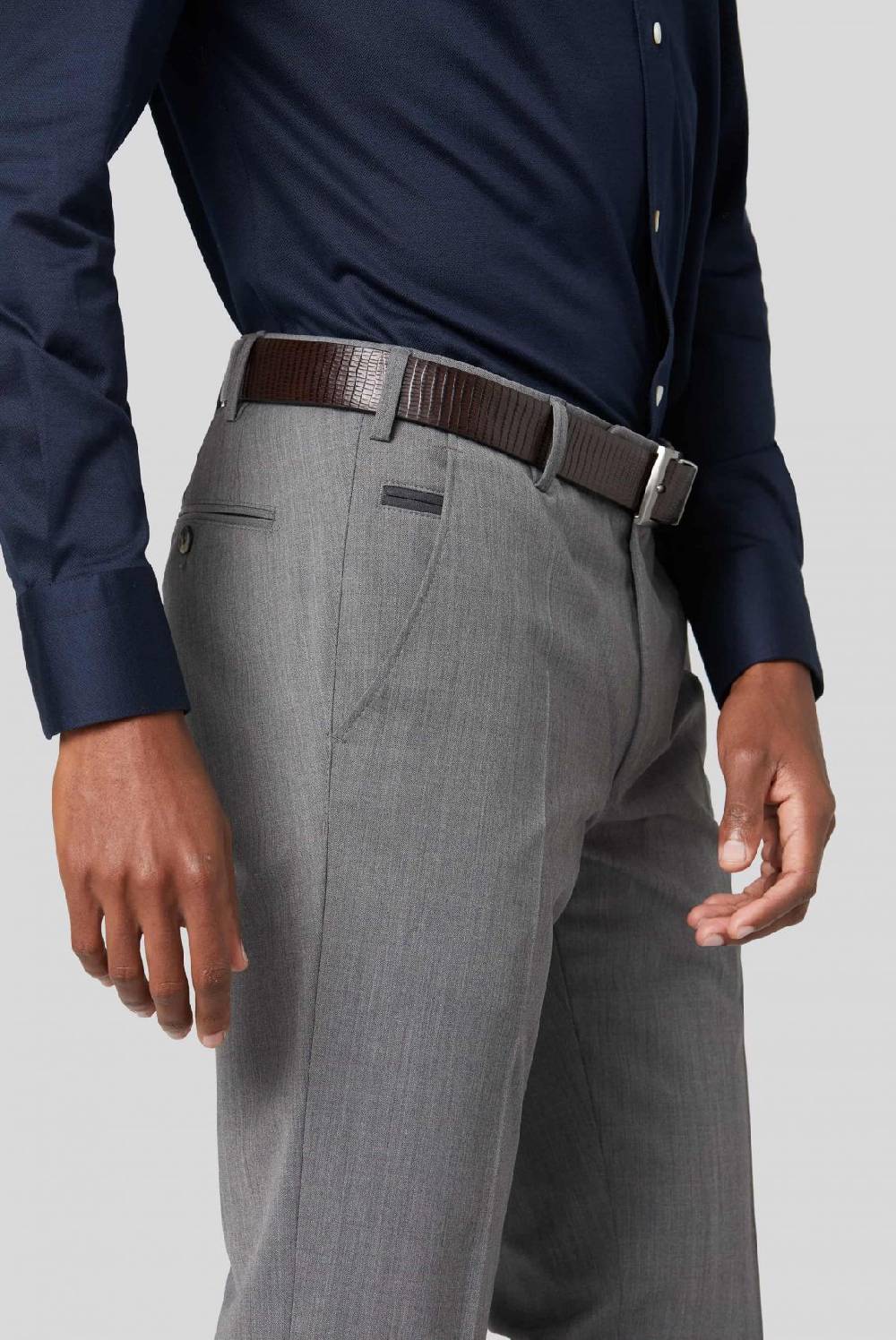 Meyer Pantalone grigio chiaro meyer travel twill modern fit Economico