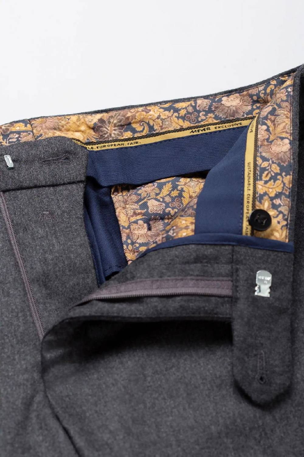 Meyer Pantalone grigio medio meyer in flanella naturalmente caldo antipiega Online