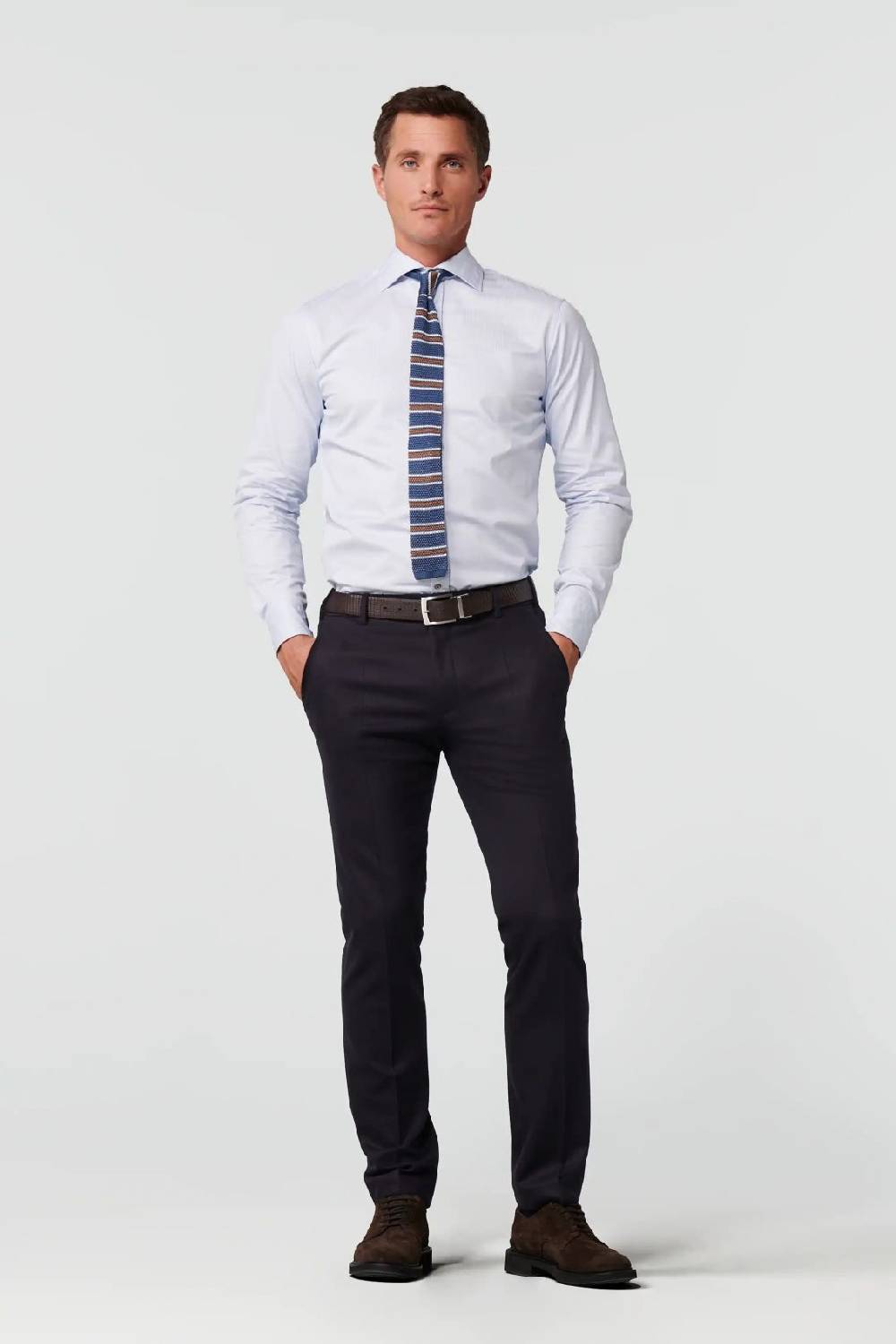 Meyer Pantalone blu meyer in flanella naturalmente caldo antipiega Outlet