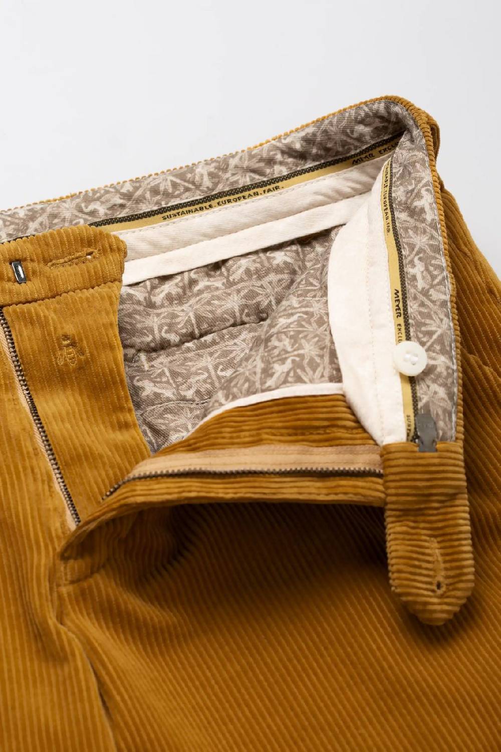 Meyer Pantalone color ambra meyer in velluto a coste luxury modern fit In Vendita