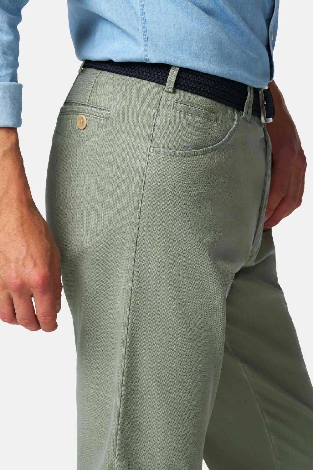 Meyer Pantalone modern fit verde salvia meyer cotone microstruttura stretch Offerte