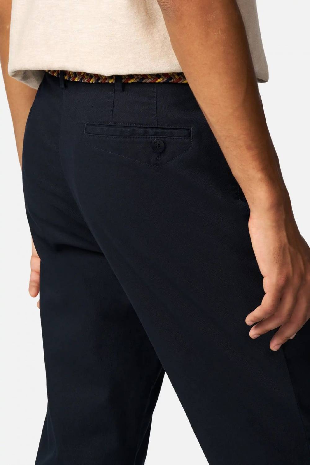Meyer Pantalone modern fit blu meyer cotone microstruttura stretch Saldi Di Fabbrica