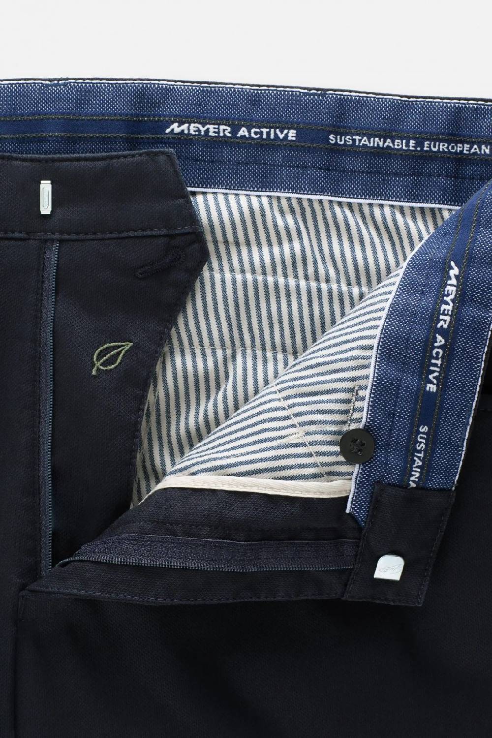 Meyer Pantalone modern fit blu meyer cotone microstruttura stretch Saldi Di Fabbrica