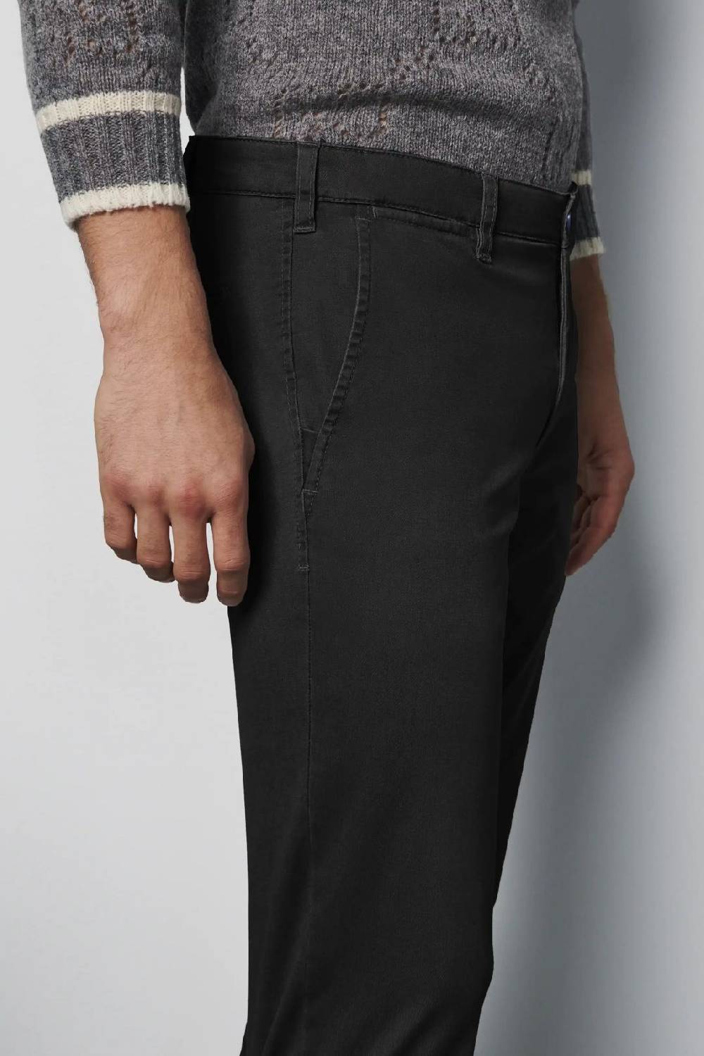 Meyer Pantalone regular fit nero cotone bio stretch m5 by meyer Vendite Flash