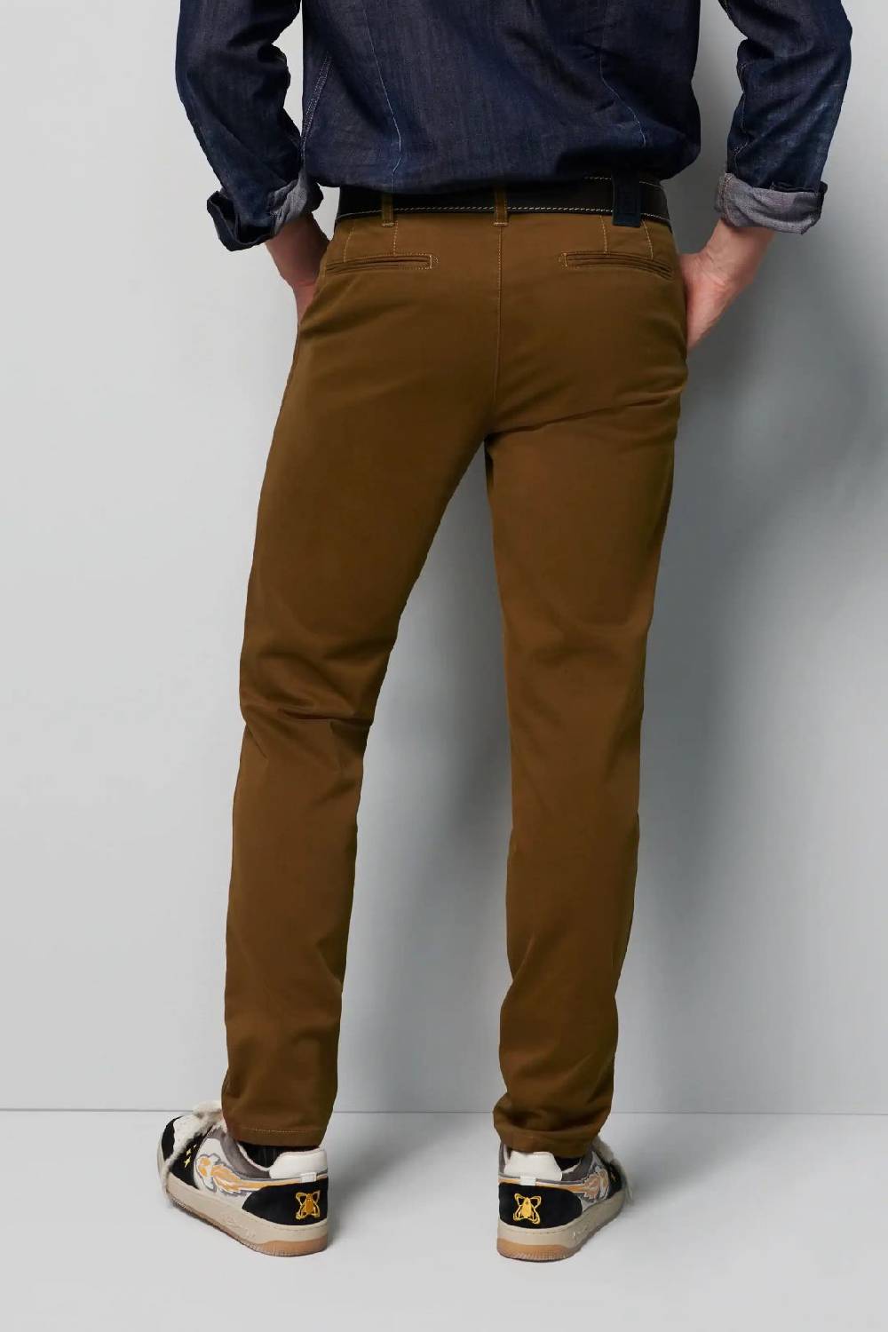 Meyer Pantalone regular fit caramello cotone bio stretch m5 by meyer In Saldo