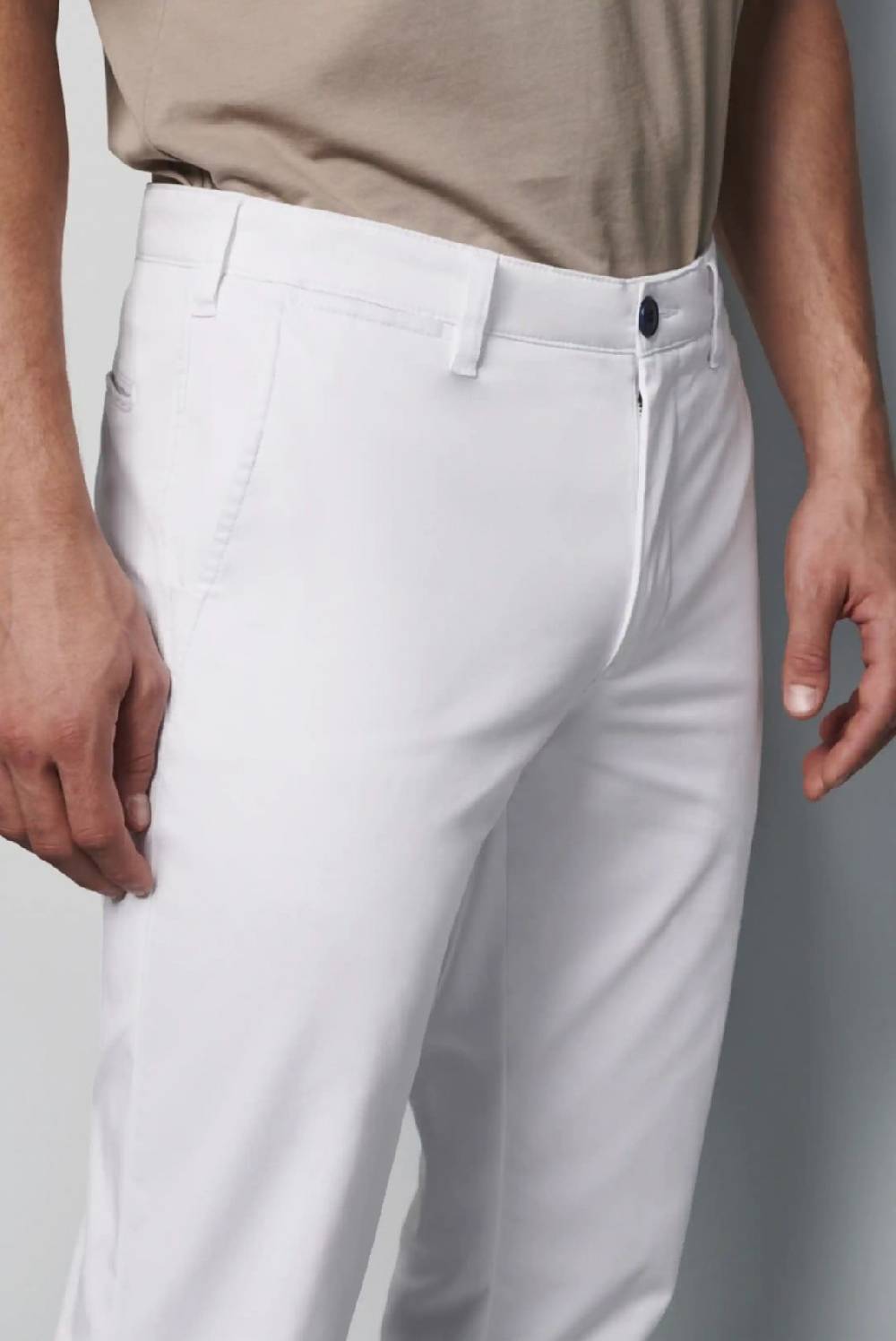 Meyer Pantalone regular fit bianco cotone bio stretch m5 by meyer Moda