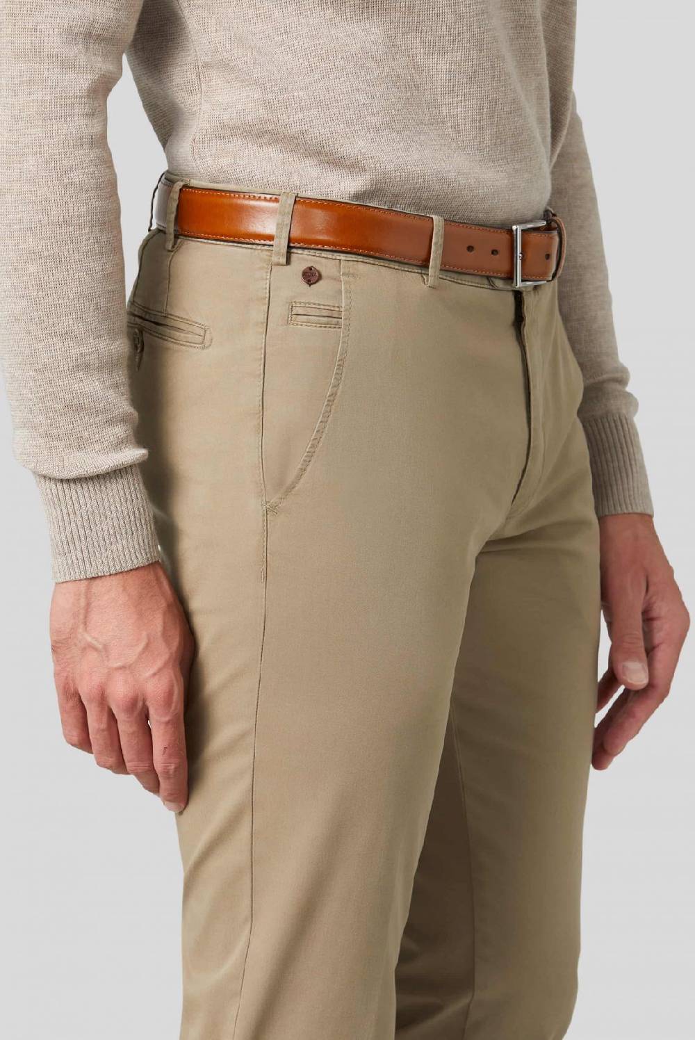 Meyer Pantalone color pietra meyer cotone bio stretch modern fit Promozione