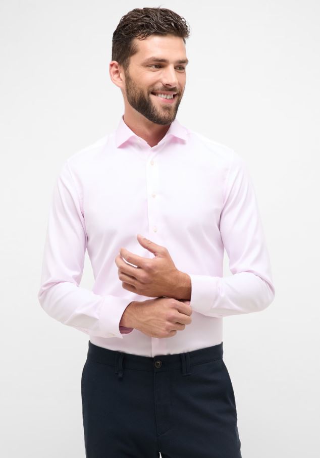 Eterna Camicia rosa eterna slim fit collo francese cotone cover Prezzo Ridotto
