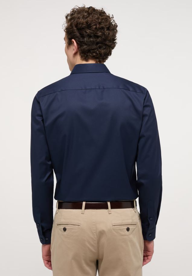 Eterna Camicia blu scuro eterna slim fit collo francese cotone cover Convenienza