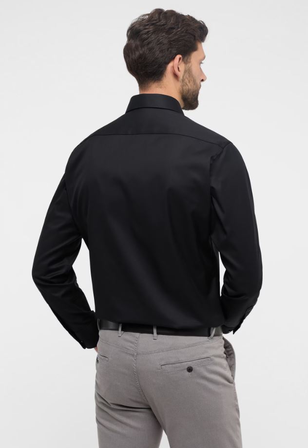 Eterna Camicia nera eterna modern fit collo classico italiano Presa
