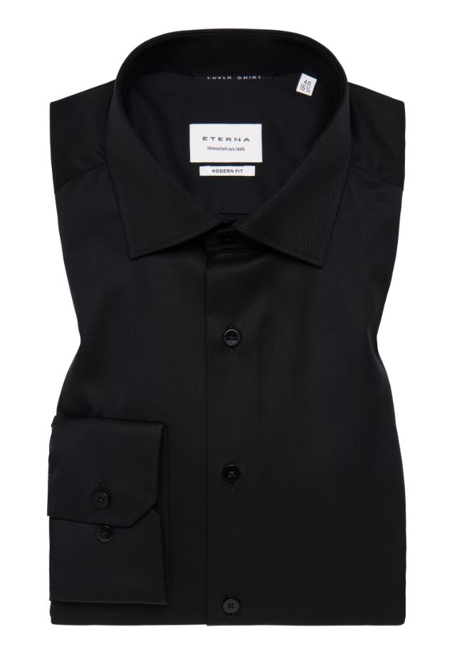 Eterna Camicia nera eterna modern fit collo classico italiano Presa