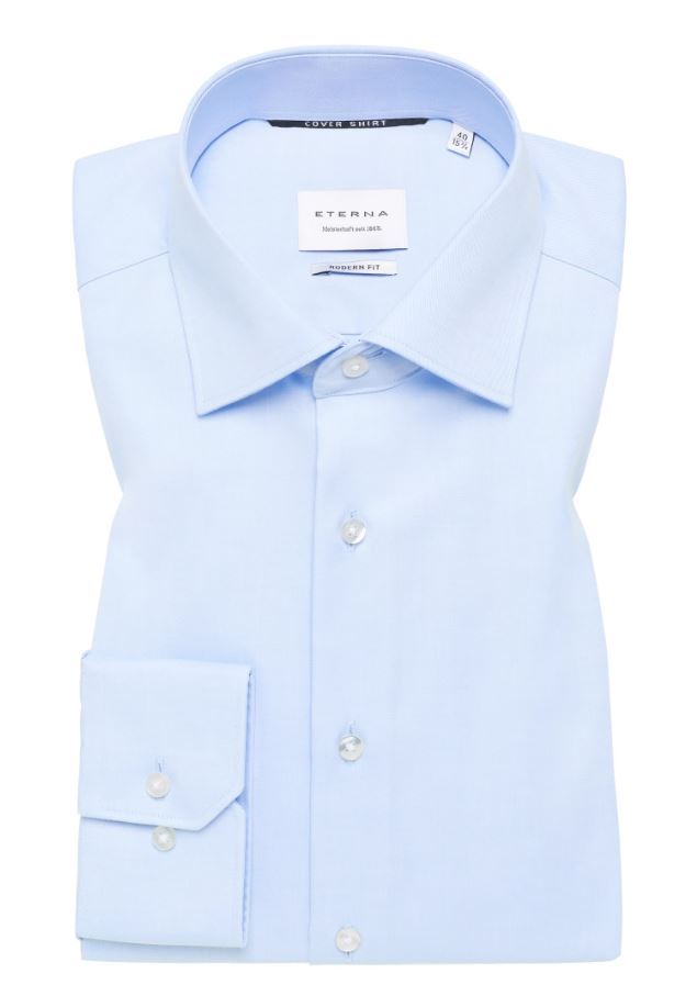 Eterna Camicia celeste eterna modern fit collo classico italiano In Vendita