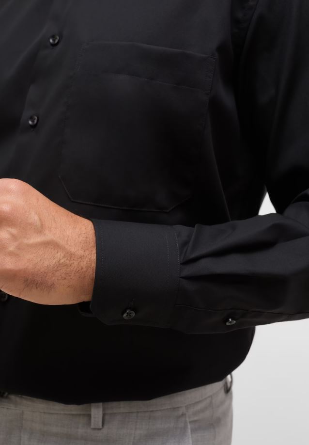 Eterna Camicia nera eterna comfort fit in popeline no stiro Offerte