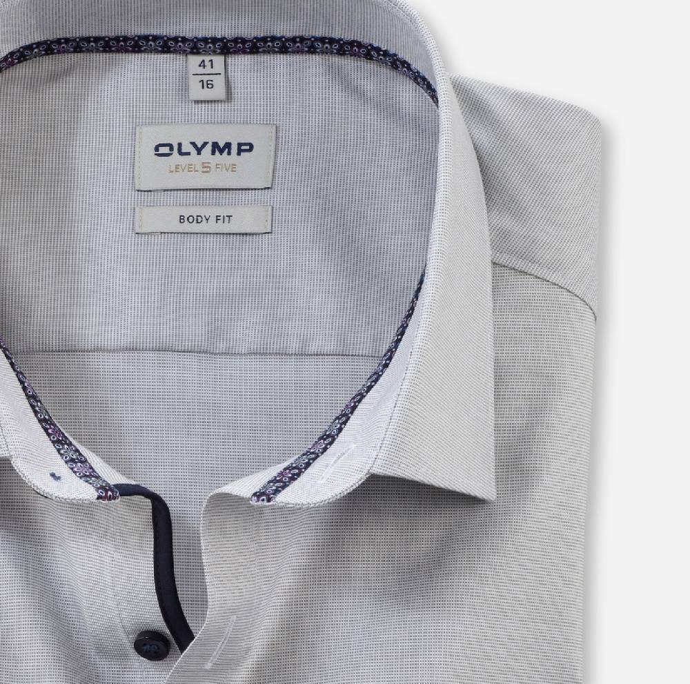 Olymp Camicia olymp level five grigio mastice slim fit cotone stretch Vendita Economica