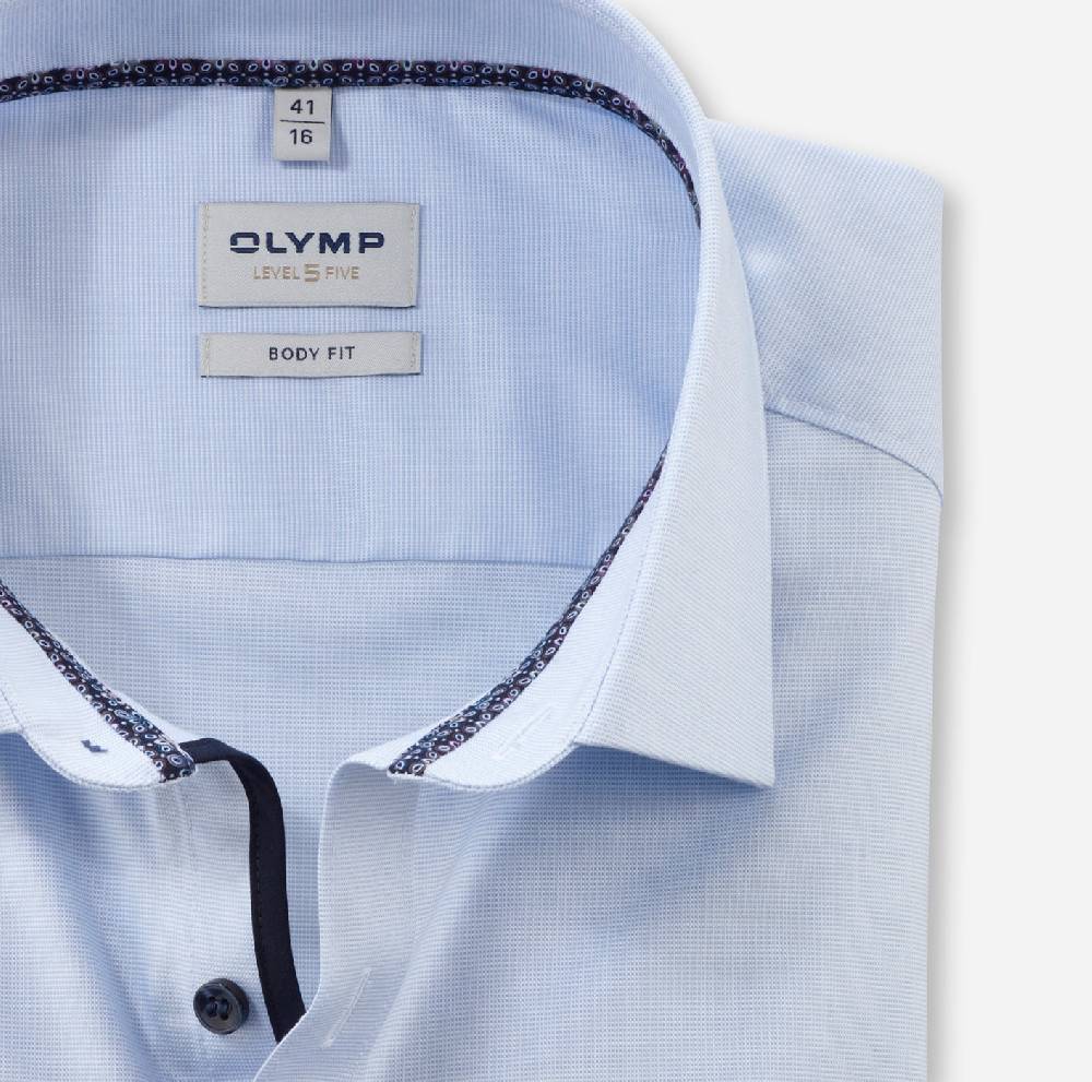 Olymp Camicia olymp level five celeste slim fit cotone stretch Saldi Di Fabbrica