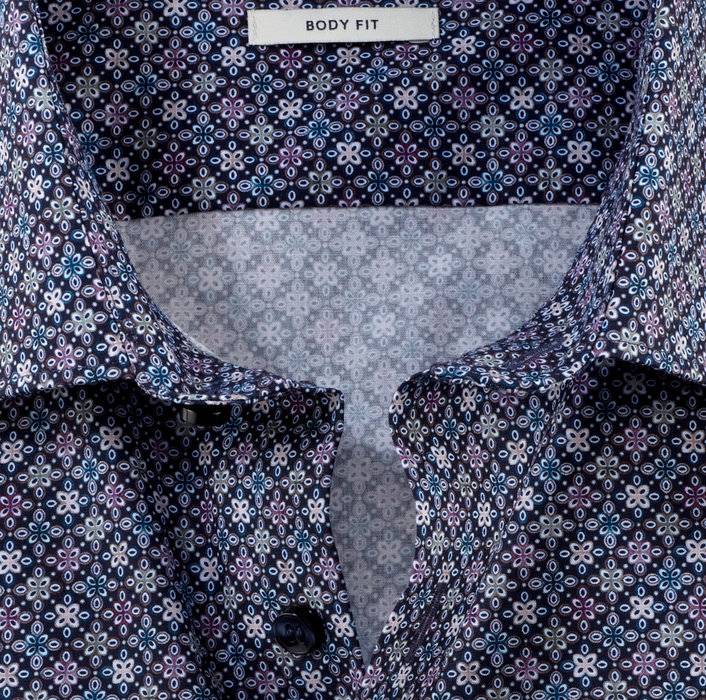 Olymp Camicia olymp slim fit blu cotone stretch stampato Vendite Flash